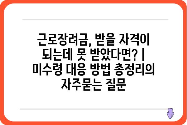 근로장려금, 받을 자격이 되는데 못 받았다면? | 미수령 대응 방법 총정리