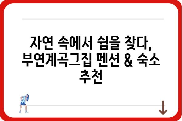 부연계곡그집| 숨겨진 매력을 찾아 떠나는 여행 | 부연계곡, 펜션, 숙소, 자연, 휴식, 추천