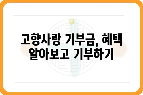 고향사랑 기부금 세액공제: 기부 한도 및 연말정산