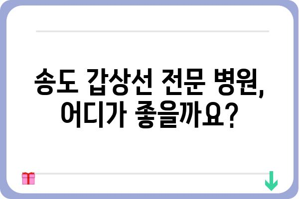 송도 갑상선 전문 병원 찾기| 나에게 맞는 의료진과 진료 정보 | 갑상선 질환, 송도 병원, 전문의, 진료 예약, 검사