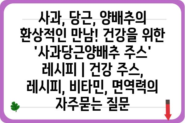 사과, 당근, 양배추의 환상적인 만남! 건강을 위한 