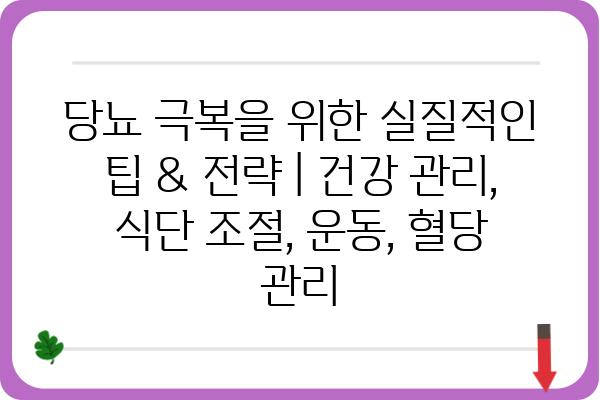 당뇨 극복을 위한 실질적인 팁 & 전략 | 건강 관리, 식단 조절, 운동, 혈당 관리