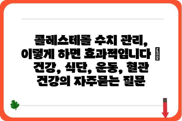 콜레스테롤 수치 관리, 이렇게 하면 효과적입니다 | 건강, 식단, 운동, 혈관 건강