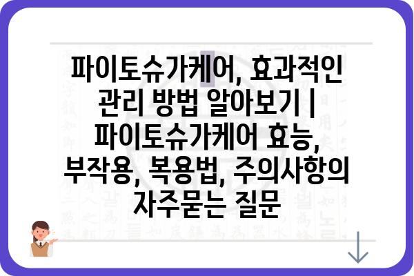 파이토슈가케어, 효과적인 관리 방법 알아보기 | 파이토슈가케어 효능, 부작용, 복용법, 주의사항