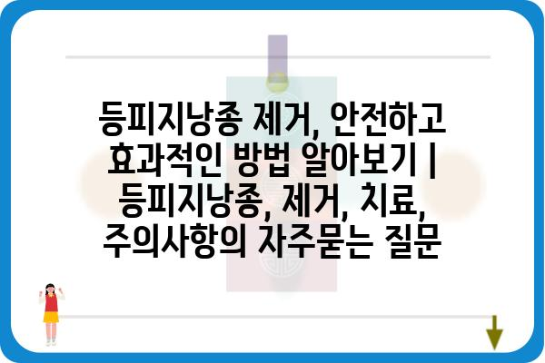 등피지낭종 제거, 안전하고 효과적인 방법 알아보기 | 등피지낭종, 제거, 치료, 주의사항