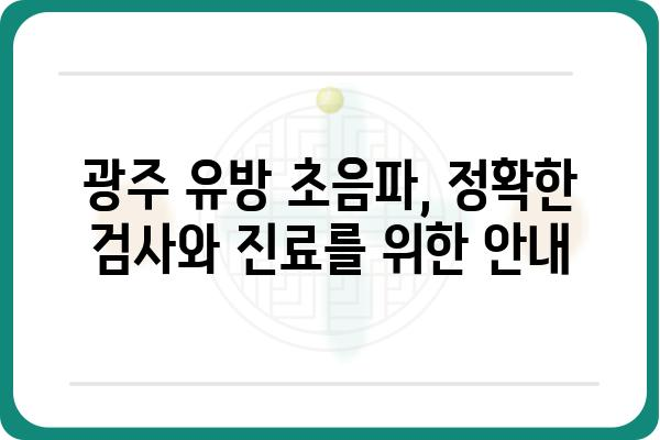 광주 유방 초음파| 정확한 검사와 진료를 위한 안내 | 유방암 검진, 전문의, 병원 추천, 예약