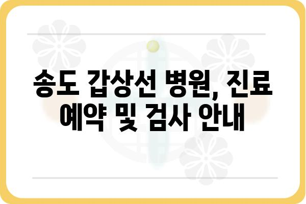 송도 갑상선 전문 병원 찾기| 나에게 맞는 의료진과 진료 정보 | 갑상선 질환, 송도 병원, 전문의, 진료 예약, 검사