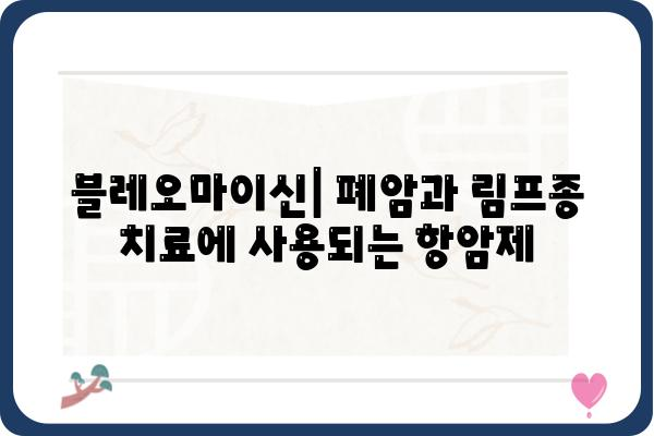 블레오마이신| 항암 치료제의 작용기전 및 부작용 | 항암제, 폐암, 림프종, 부작용 관리, 약물 정보