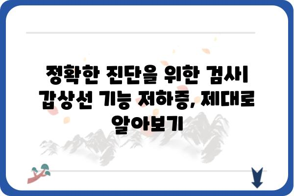 갑상선 기능 저하증 검사 완벽 가이드 | 증상, 원인, 진단, 치료, 관리